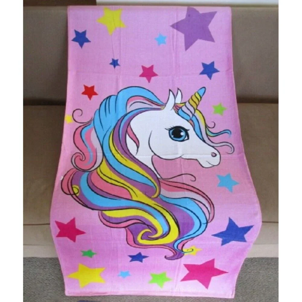 New Pink Unicorn Beach Bath Pool Gift Towel Pink Purple Stars Girls Magical NIP